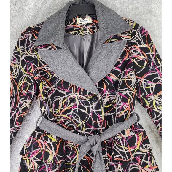 Lulumari Jacket Womens Medium Multicolor Tweed Twine Long Sleeve Trench Coat - Picture 7 of 11